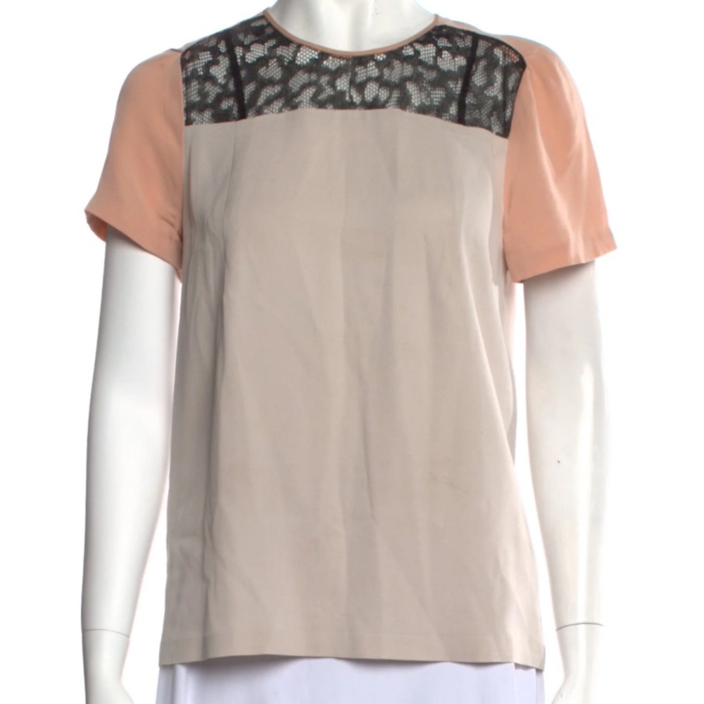 Diane Von Furstenberg Blouse (DVF) NWOT. Silk and lace, fully lined. Size 4.